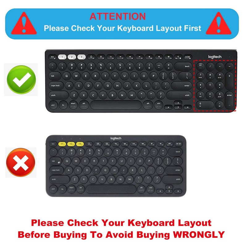 MUBUY-GOL Keyboard Cover Skin Fit Logitech K780 & Multi-Device Wireless Keyboard Ultra Thin Silicone Laptop-CandyBlack - Image 2